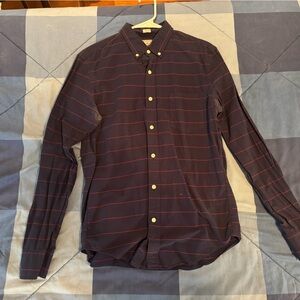 J. Crew Slim Fit Navy Shirt with Red Accents